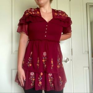 Zara flowy, ruffled tunic top